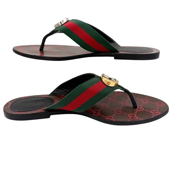 Gucci Kika Interlocking GG Web Thong Flip Flop Sandals EU 38.5 US 8.50 - Picture 11 of 14